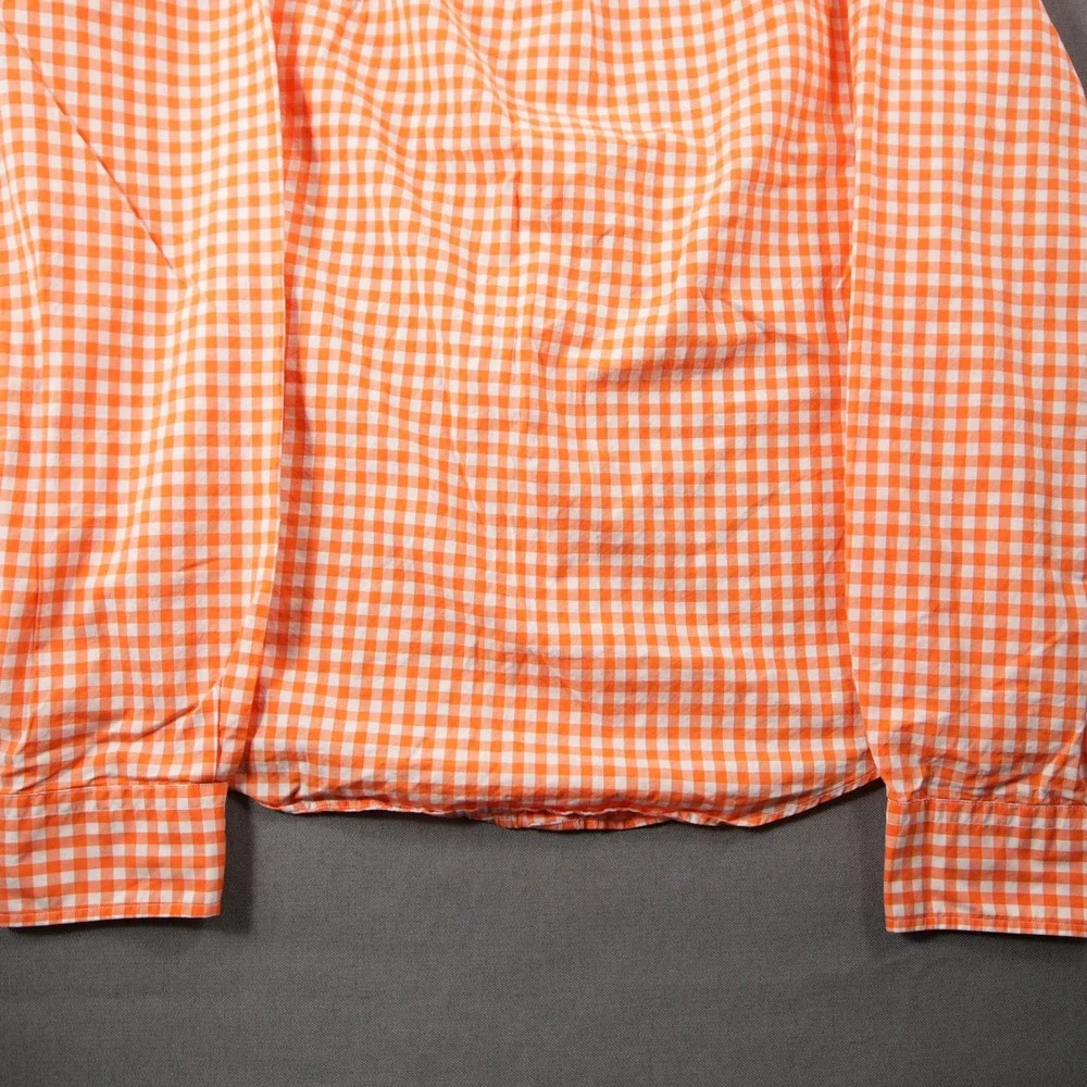 Youth Polo Ralph Lauren Gingham Plaid Long Vacation Costal Orange Shirt XL